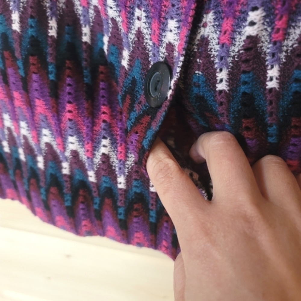 Free People, Chevron Knit Sweater Skirt, Purple/Pink/Peacock Blue/White. Size M‎ - Picture 6 of 6